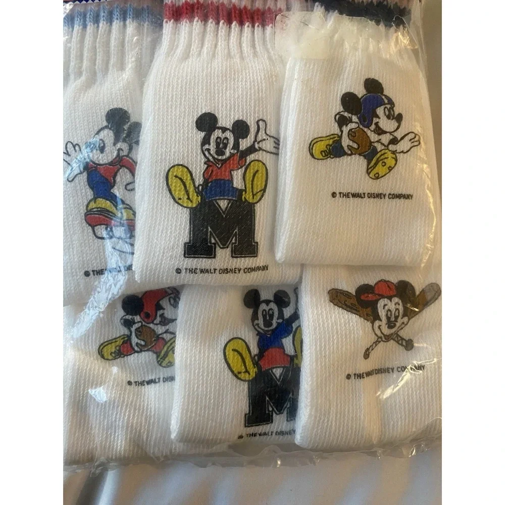 Vintage Disney Babies Mickey Mouse 6 Pair Tube Socks Size 5-7.5 NEW 1980's